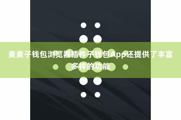 麦麦子钱包浏览器插件子钱包App还提供了丰富多样的功能
